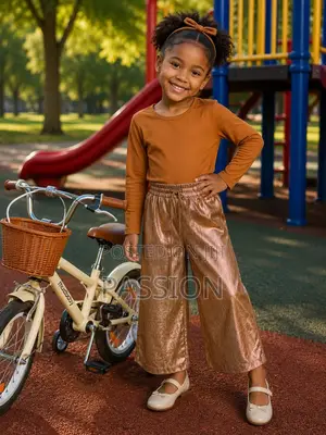 Brown Top Shiny Palazzo Trousers
