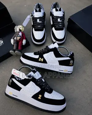 Custom Black White Air Force 1 Low Sneakers – Stylish Unisex Casual