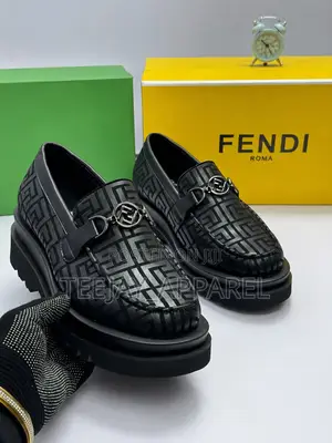 Fendi Roma Monogram Men’s Loafers – Black Designer Casual Shoes