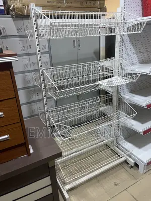 4-Tier Double-Sided Supermarket Display Basket Shelf | Heavy Duty