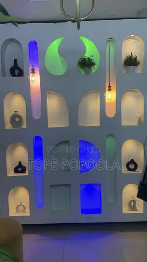 POP Wall Design With LED Lighting Display Niches