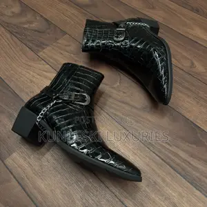 Original Crocodile Python Heeled Ankle Leather Boot