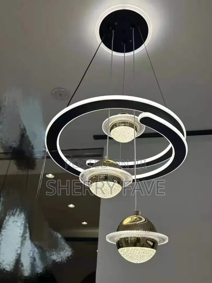 Luxury LED Ring Pendant Chandelier – Modern Crystal Ceiling Light