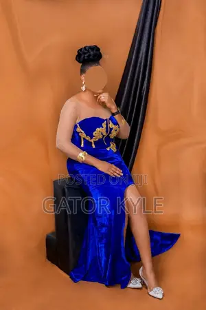 Elegant Royal Blue Velvet Evening Dress – Worn Once | Size 8