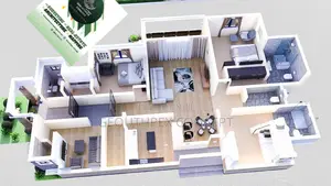 3D Interior Design: 4 Bedroom Bungalow Floor Plan