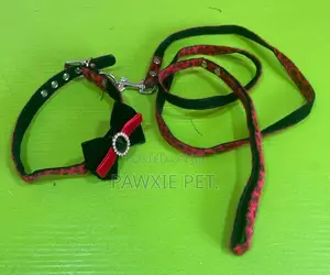 Dog Favour Tiger Design Collar and Lead With Bow Tie