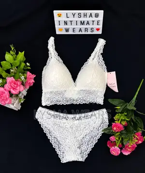 White Floral Lace Bralette Panty Lingerie Set