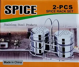 2PCS Stainless Steel Spice Condiment Jars With Rack Set