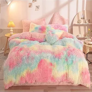 Rambo Fluffy Fur Duvet, Bedsheets 4 Pillowcase Set + 2 Throw Pillows