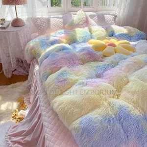 Rambo Fluffy Fur Duvet, Bedsheets 4 Pillowcase Set + 2 Throw Pillow