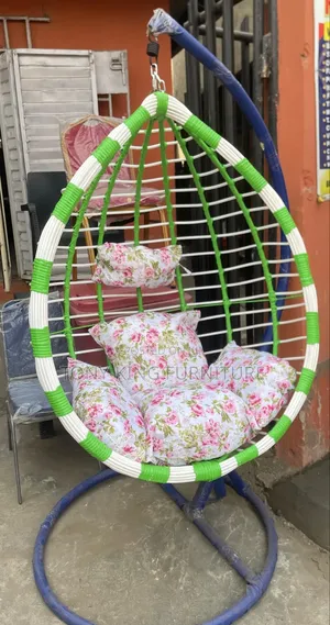 Single Seater Wicker Hanging Iron Metal Outdoor Swing Stand .