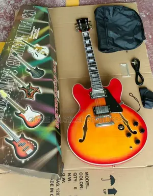 Gipson Jazz Electric Lead Guitar Semi Hollow Body With Bag Cable Strap