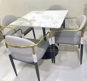 Modern Affordable Marble Top Dining Table Set by 4-Seater.
