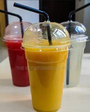 Clear PET Smoothie Juice Cups With Dome Lids