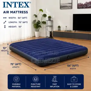 Intex Inflatable Mattress 54” × 75” × 10” (4.5ft × 6.25ft × 10”)