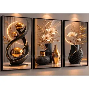 3 Piece Set of Abstract Flowers