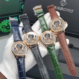 Hanboro Automatic Tourbillon Engine, Leather Wristwatch