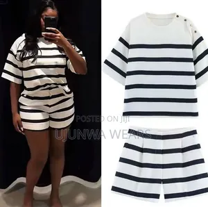 Nautical Striped Oversized Tee Shorts