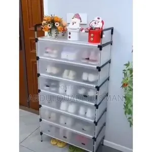 7 Layer Transparent Dust Proof Shoe Rack Organizer With Cover