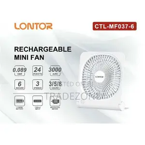 LONTOR 6 Inches Rechargeable Table Fan CTL-MF037-6