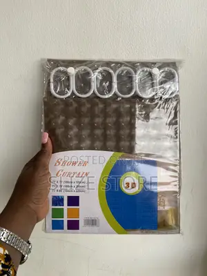 3D Shower Curtain With Hooks -Brown