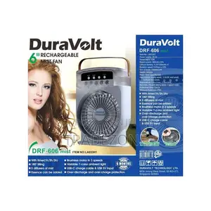 Duravolt 6-Inch Rechargeable Mist Fan With Humidifier Brushless Moto
