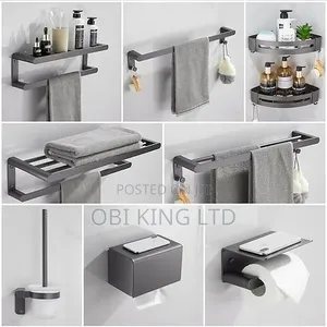 Wall-Mounted Bathroom Towel Rack With a Towel Bar and Hooks,