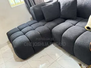 Neat Used Grey L-Shaped Sectional Sofa / Living Room Couch
