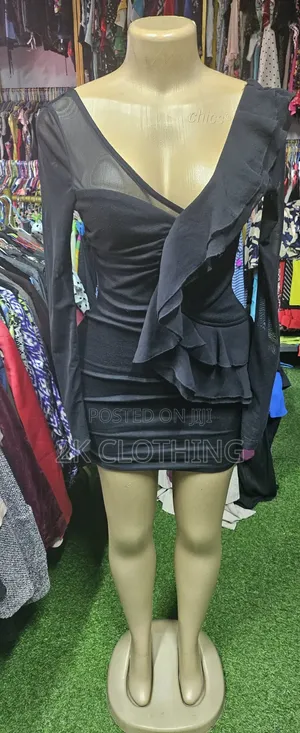 Black Ruffle Bodycon Dress