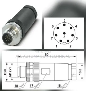 SCAC-M12-MS-8P-PG9-LD| M12, 8-Pin Male, Straight, PG9, Sensor Plug