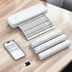 A4 Thermal Transfer Wireless Portable Printer With 3 Rolls Paper