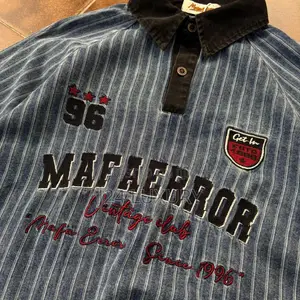 Mafa Error Vintage Club Strip Denim Polo Shirt