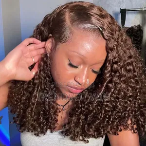Brown Burmese 13by4 Curly Human Hair Wig