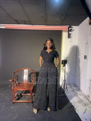 Elegant Black Polka Dot Maxi Dress/ Custom Made for Ladies