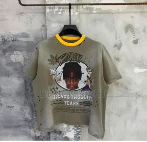 Distressed Vintage Graphic Cropped Oversized T-Shirt With a Streetwear