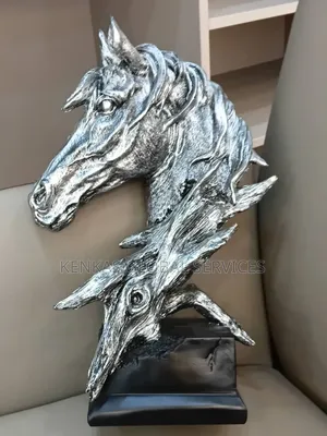 Modern Silver Horse Head Sculpture