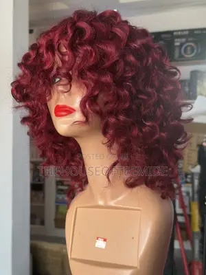 Burgundy/Wine Fringe Curly Wig