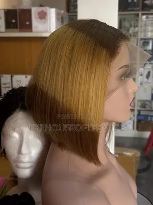 100% Human Hair 2 Tone Full Frontal Straight Bob Wig Available