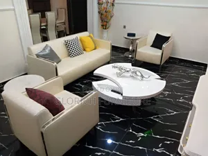 Cream Quilted Leather Sofa Set – Chrome Trim, 3+1+1 With Rotating