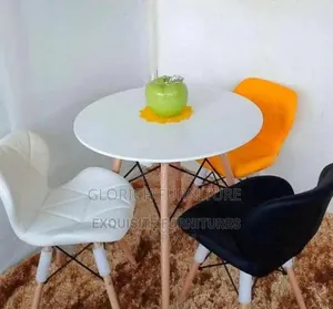 3-Seater White Round Table Mixed Shell Chair Set – Beech Wood Legs