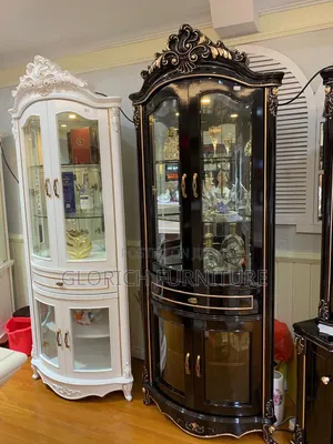 Baroque Display Cabinet With LED Interior – Available in White Black
