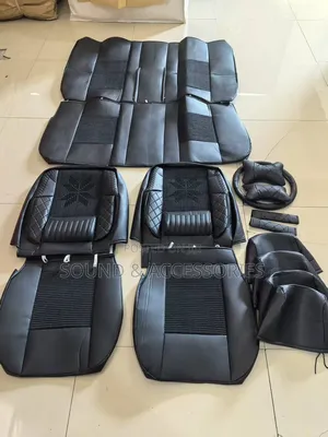 Toyota X Black Car Seat Cover With Steering Cover and Lumbar Pillows