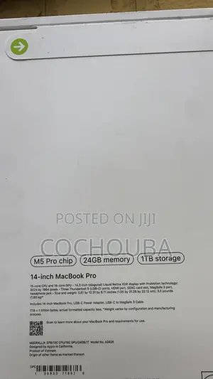 New Laptop Apple MacBook Pro 2026 M5 Pro 24GB Apple M5 Pro SSD 1T