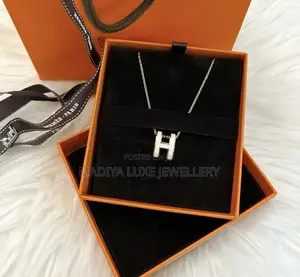 Large White H Clasp Necklace