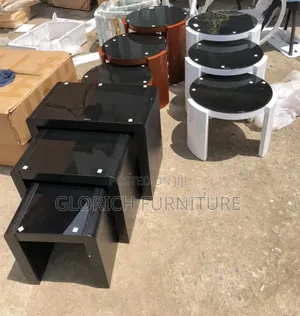 3-Piece Black Glass Nesting Table Set –Multiple Frame Styles Available