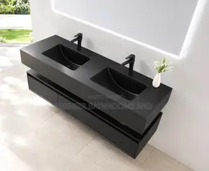 Double Bowl Black Marble Cabinets Basin