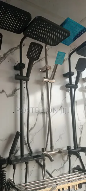 Gray and Black Piano Standing Shower Mixer With Temperature