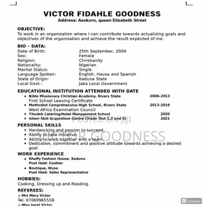 Receptionist, Kitchen Assistant, Cleaner, Security