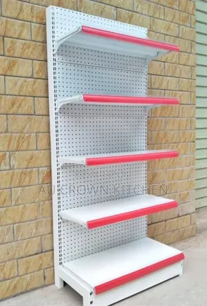 Red and White Supermarket Shelf