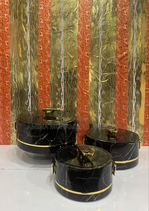 3-Piece Marble Design Insulated Hot Pot Food Warmer Set